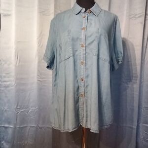 Terra & Sky Blue Denim Top